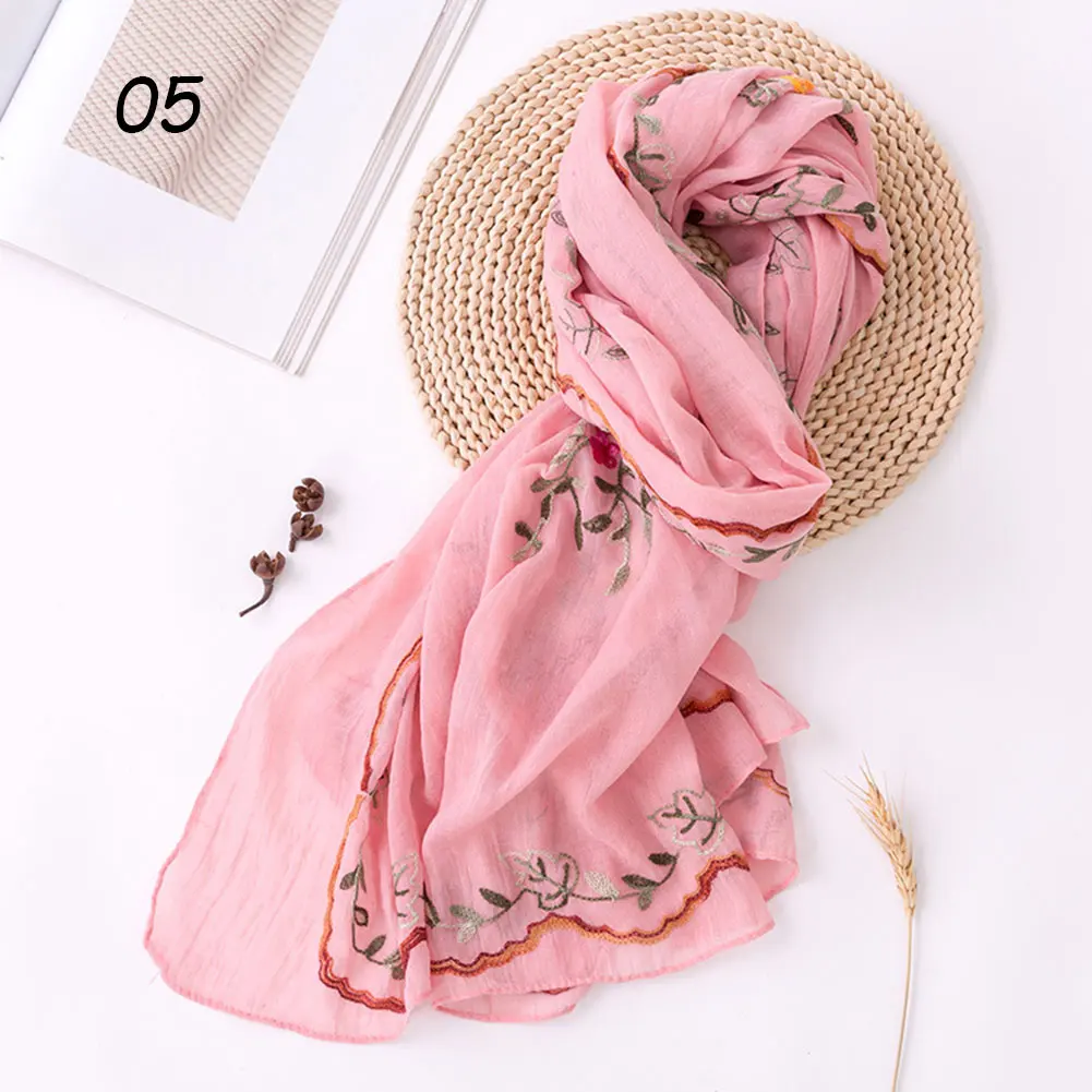 05 Pink Scarf Sparsil весенний шарф из хлопка и льна, женские шали, высокое качество, вышивка, дорожные шарфы, тонкий мягкий большой хиджаб, женский шарф - Цвет: 05 Pink Scarf