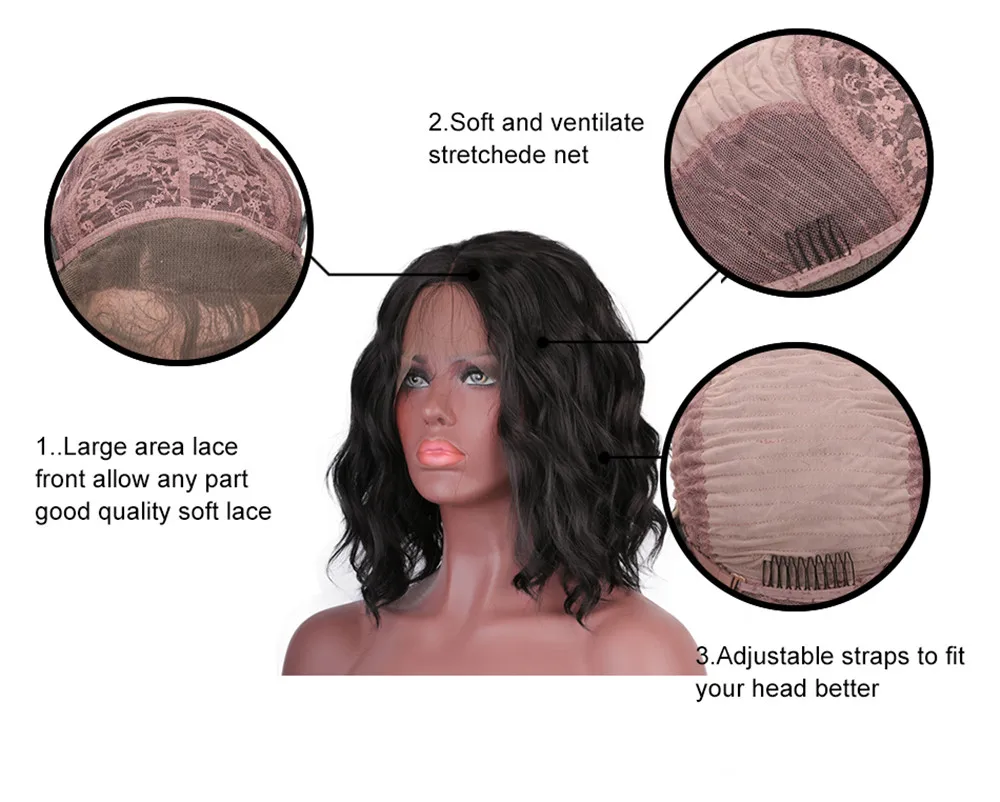 StrongBeauty 14 &quotСинтетические кружевные передние парики для женщин короткие
