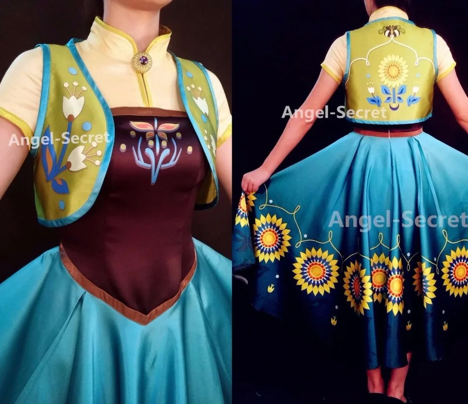 J555 костюм Анны fever Весенний косплей платье с подсолнухами и жилетом|sunflower dress|dress