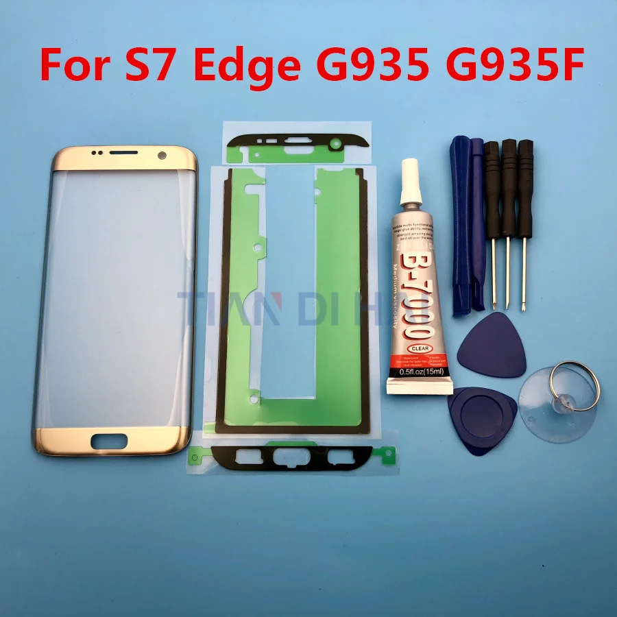 Передняя внешняя стеклянная крышка объектива Замена для Samsung Galaxy S6 Edge G925 G925F S7 Edge G935 G935F ЖК-стекло и B-7000 клей и инструмент