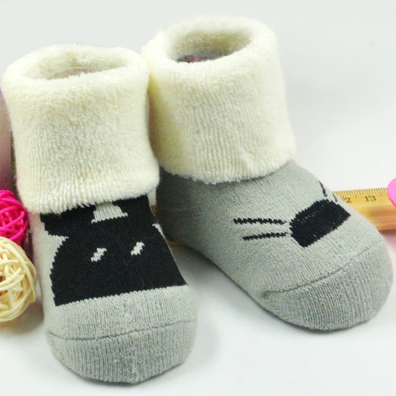 3Pair/Lot Infant Newborn Socks Warm Children Terry Non-slip Suitable 3M-3Year Baby Boys Girls 100% Cotton Sock | Детская одежда и