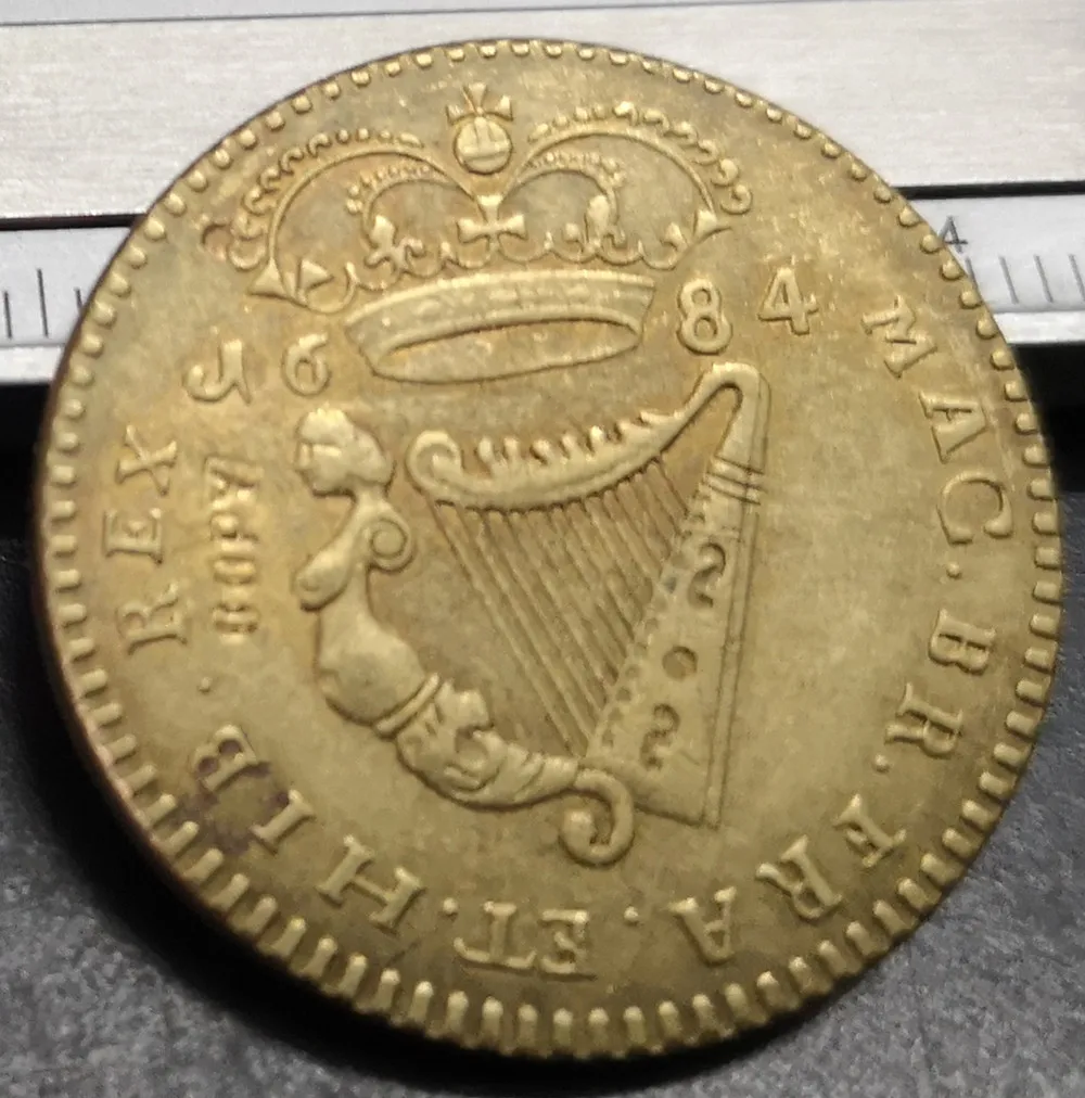 1684 Ирландия 1/2 Пенни Чарльз II маленькие буквы медная КОПИЯ монета 27