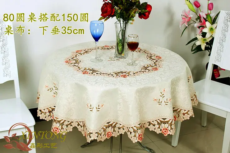 1018 European light-colored flower garden luxury embroidered table cloth fabric coffee runner tablecloth placemat | Дом и сад