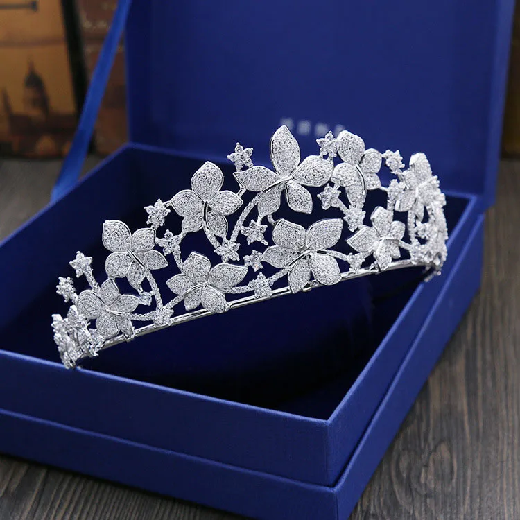 SLBRIDAL винтажная закрепка с прозрачным кубическим цирконием свадебная тиара CZ