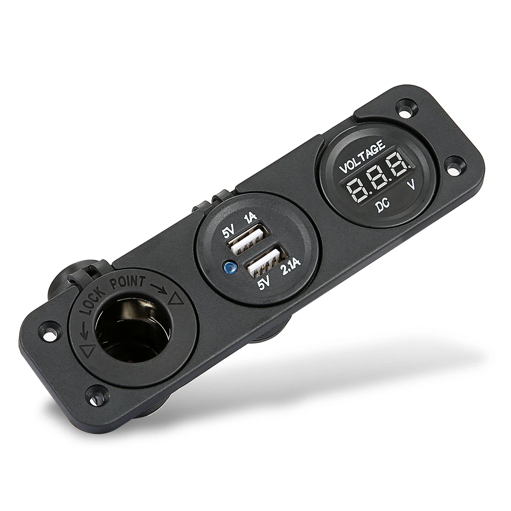 Dual USB Автомобильное Зарядное устройство светодио дный Дисплей вольтметр