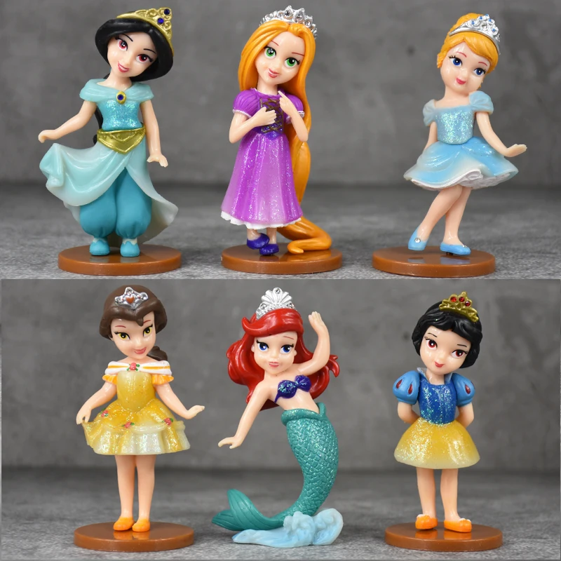 Disney 6pcs/Set Princess Pvc Action Figures Doll Toys Mermaid Cinderella Snow White Decoration Children Gift | Игрушки и хобби