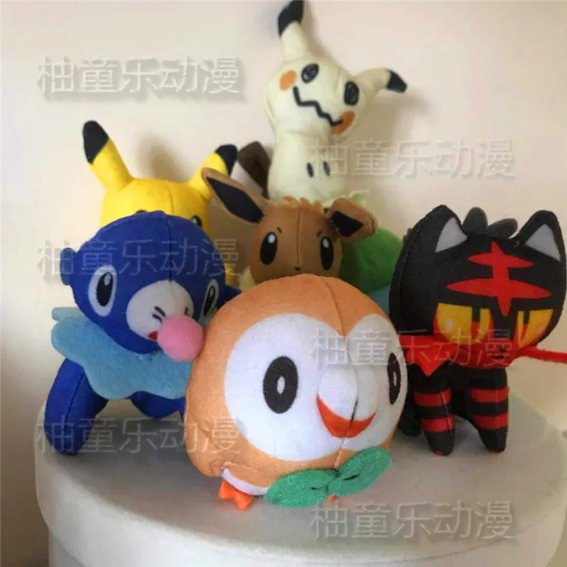 8 см аниме Litten Rowlet Popplio Alola Vulpix Mimikyu Палм плюшевые игрушки Солнце Луна стартер