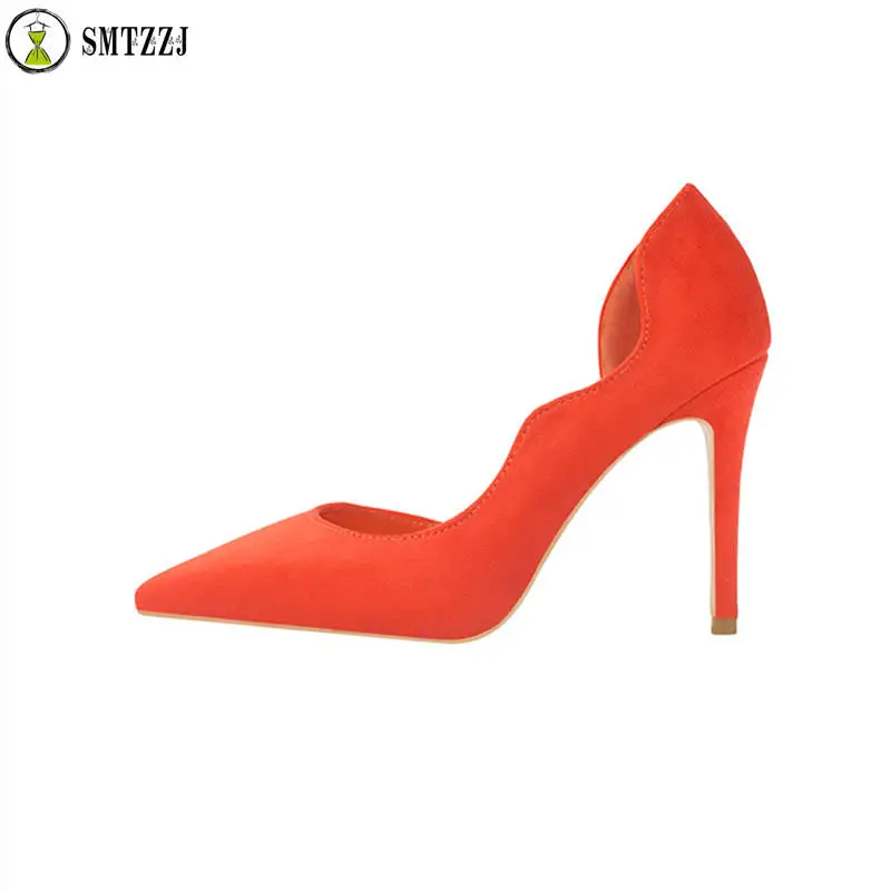 Роскошные женские пикантные туфли лодочки из флока на высоком каблуке