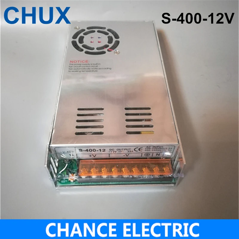 Импульсный источник питания CHUX 400 Вт, 12 В, Ac, Dc 33 А, стандартный с вентилятором, светодиодные источники питания