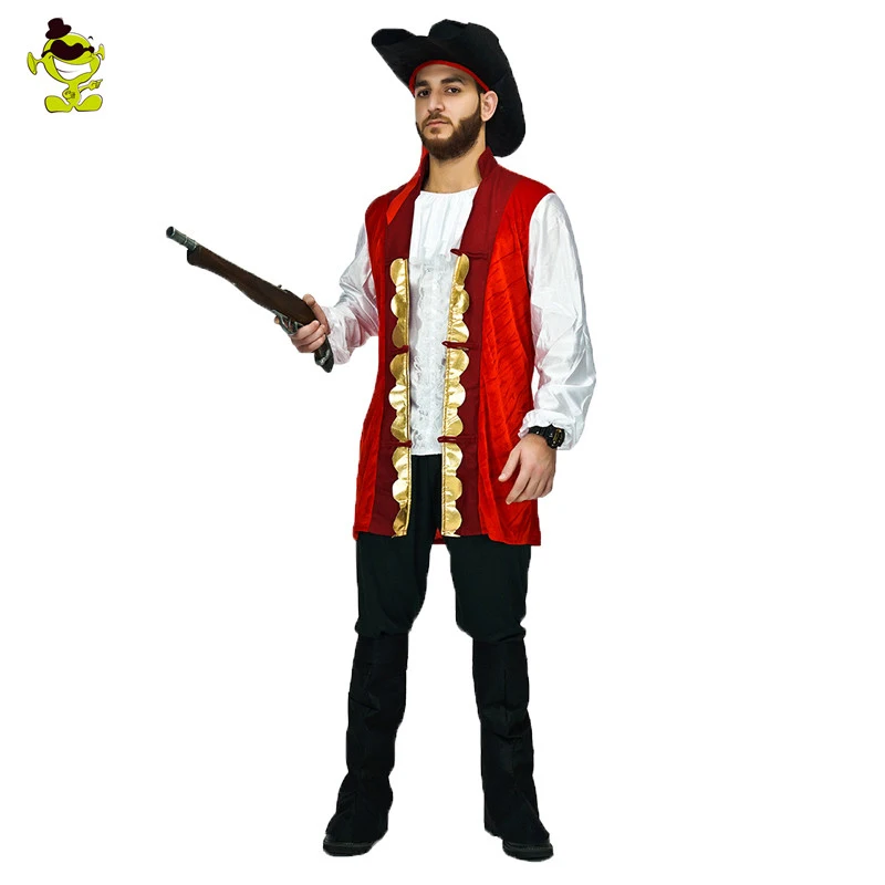 Женский и мужской костюм пирата на Хэллоуин вечерние костюмы красного