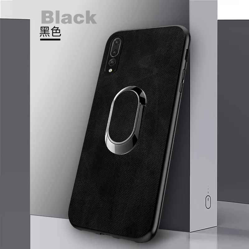 Black Чехол для телефона для huawei P10 P20 Коврики 9 10 Pro Чехол Ткань кронштейн заднюю крышку для P20 Lite Honor 8X10 9 V9 чехол - Цвет: Black