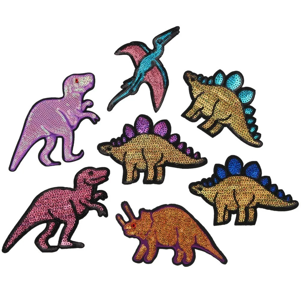 

Cartoon Jurassic Park Dinosaur Iron On Kids Patches For Clothes Stickers Embroidery Beaded Applique For Jeans T Shirt Jacket
