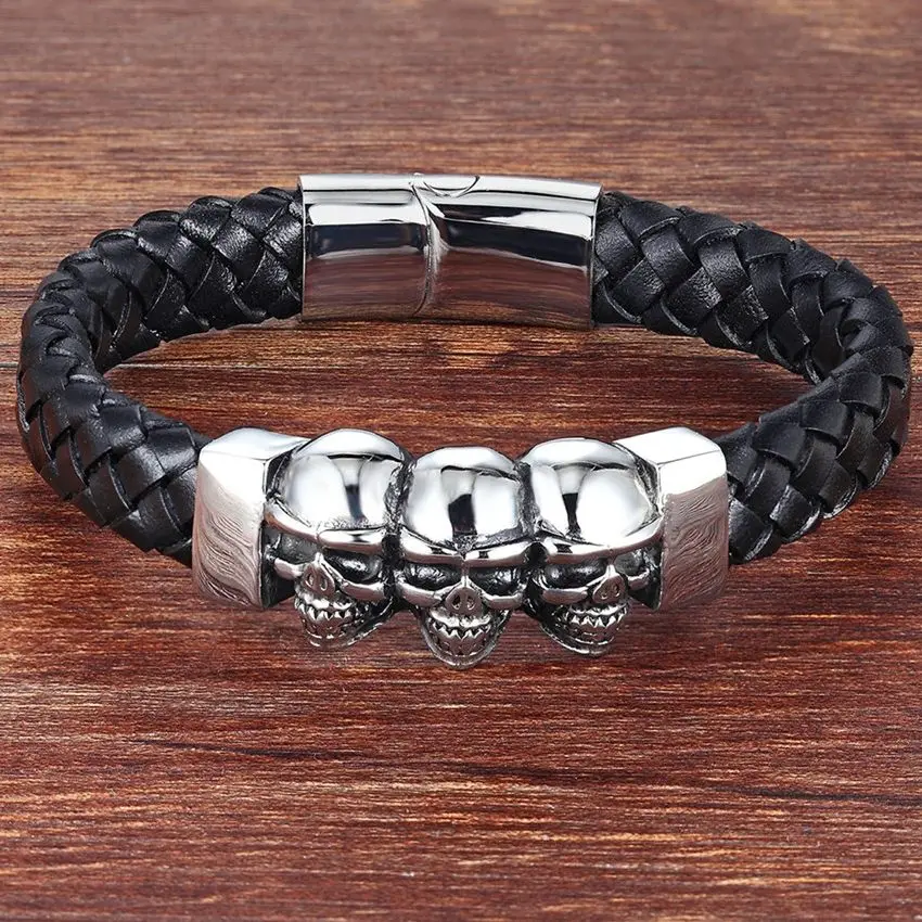 Bracelet 1 TYO несколько стилей личности нео-готический браслет из натуральной кожи для мужчин великолепные аксессуары ювелирные изделия для подарка на день рождения - Окраска металла: Bracelet 1