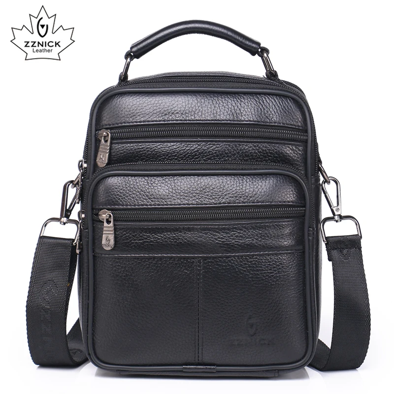 men genuine leather shoulder bag handbag Zipper Men Bags leather Fashion handbag Genuine Leather ZZNICK