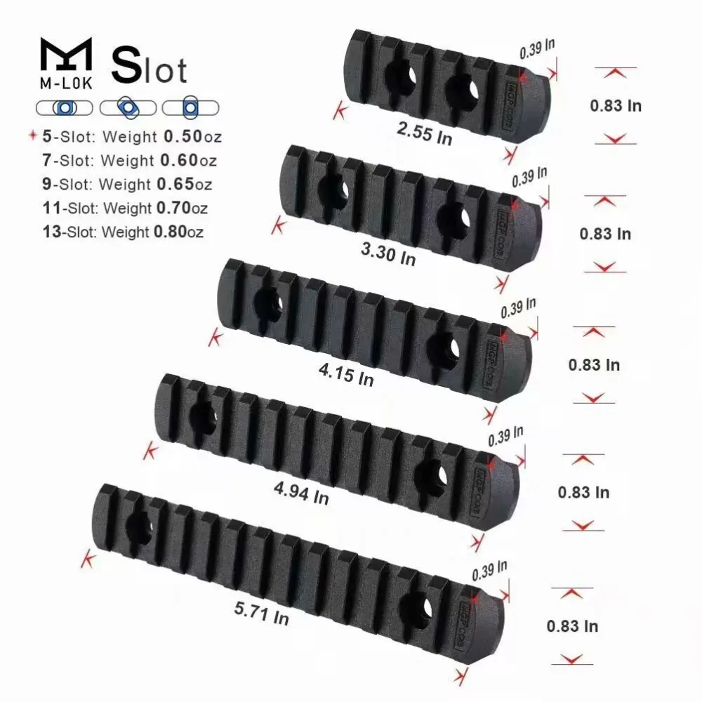 Tacitcal черный M-LOK 3-5-7-9-13 слотов (5 шт. в 1 упаковке) рельсовая панель для охоты на