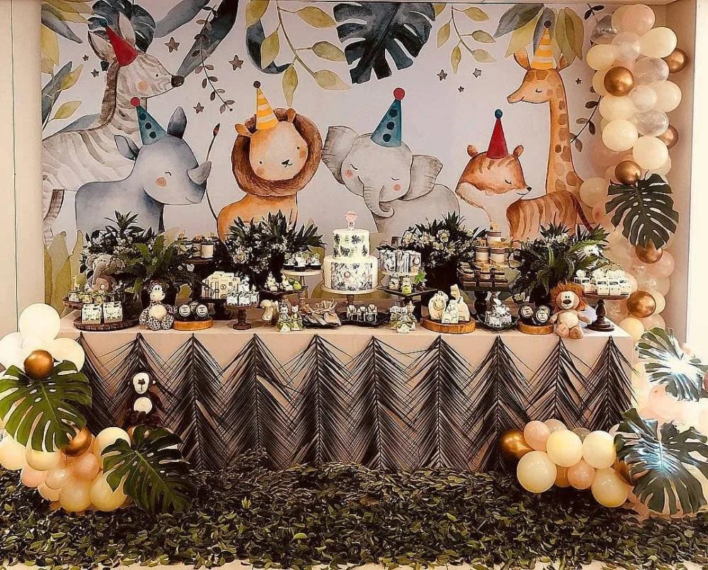 Фон для фотосъемки с изображением животных детей сафари дня рождения вечеринки