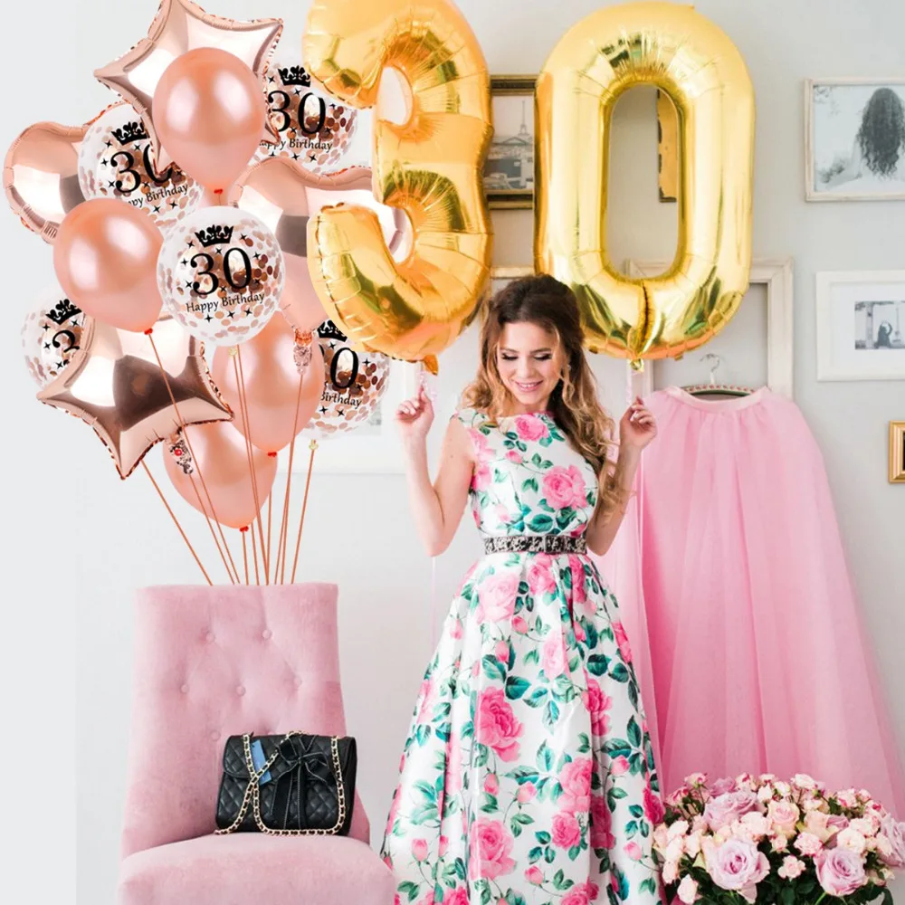 QIFU 30th воздушные шары 40th баллоны 50th ко дню рождения номер 60th розовое золото с днем |