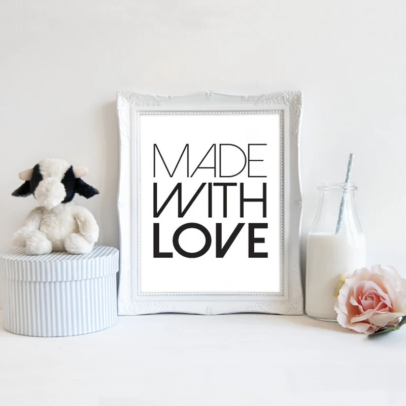 Для печати Сделано с любовью Книги по искусству кавычки холст стены современной