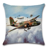 old plane printed retro pattern cushion cover throw decor chair seat sofa decoration home kids bedroom friend gift pillow case