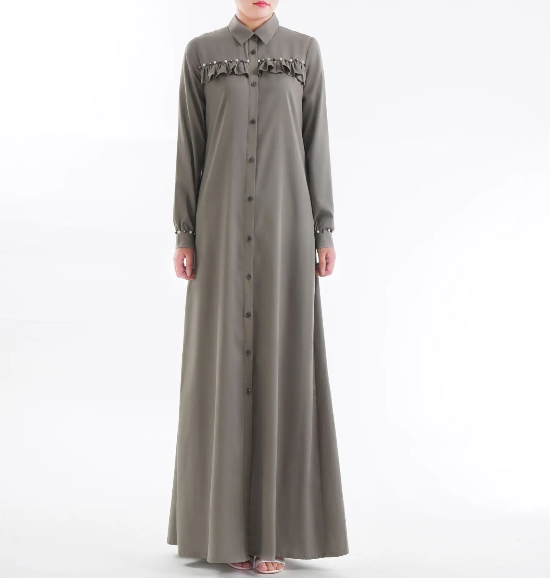 Женское мусульманское Макси платье Abaya турецкое кафтан с длинными рукавами в