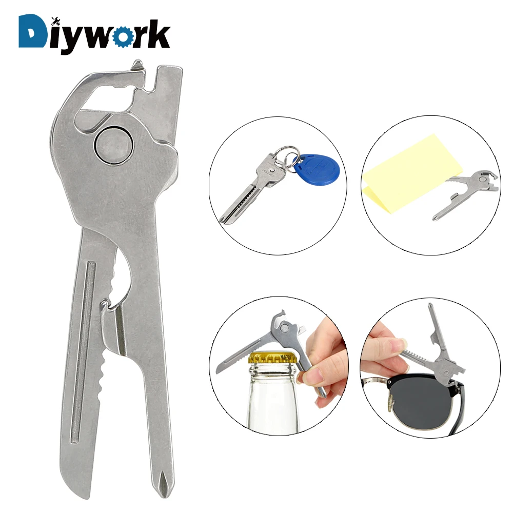 DIYWORK 6 в 1 отвертка EDC Мини нож штопор брелок креативный брелок многофункциональный ручной инструмент