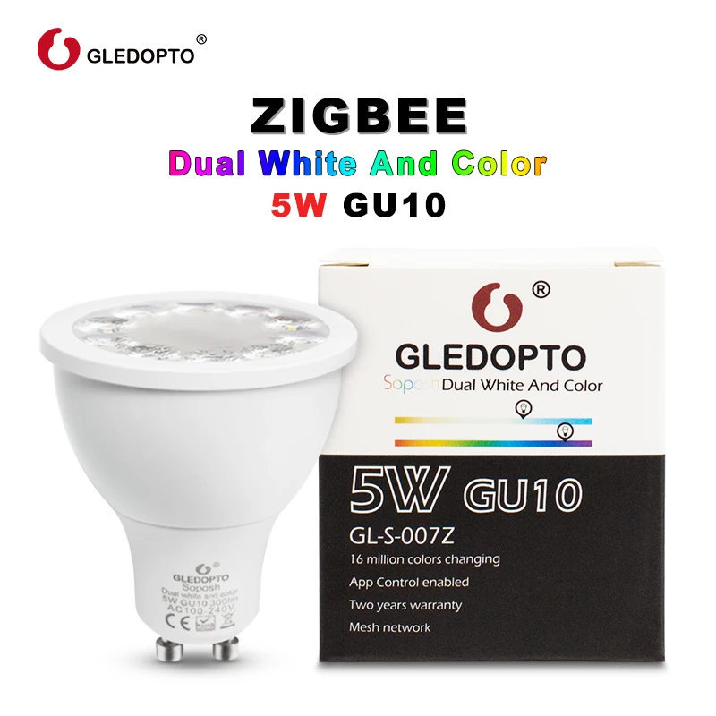 Soposh двойной белый и цветной Светодиодный прожектор GU10 RGBW/CW 5 Вт ZGBEE ZLL AC100-240V работы