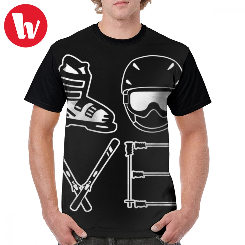 

Skier T Shirt Skiing Love T-Shirt Short Sleeves Men Graphic Tee Shirt Print XXX Awesome Beach 100 Percent Polyester Tshirt