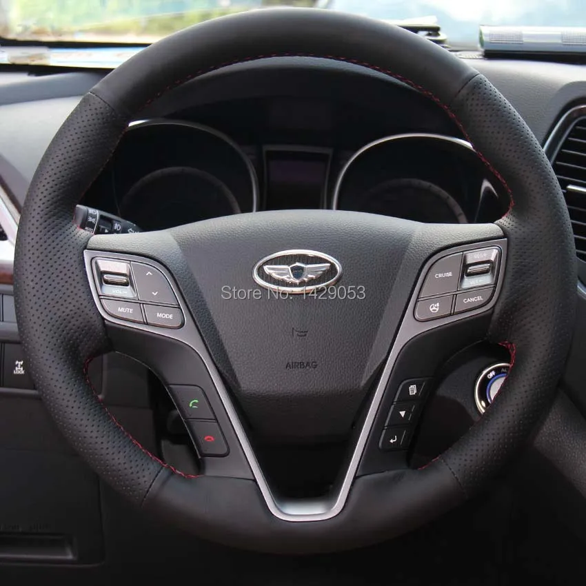 Case for Hyundai Grand Santa Fe 2013 ix45 Steering wheel covers Car styling DIY genuine leather Anti-slip breathable car | Автомобили и