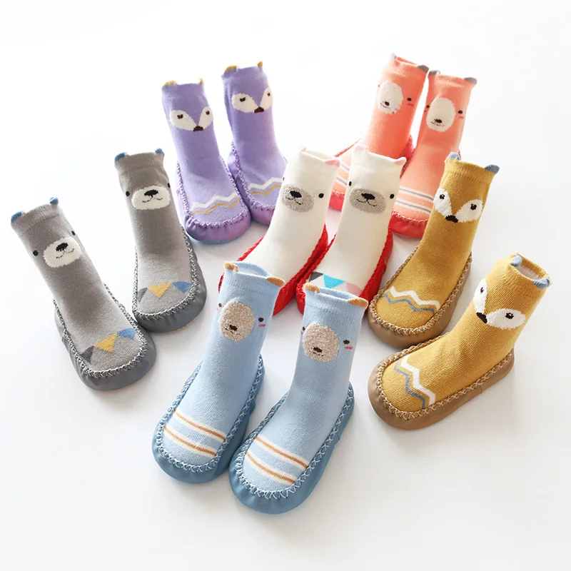 3-24months Cute Fox Baby Socks with Rubber Soles Toddler Knee High Sock Infant Anti Slip Boys Girls Walking Floor | Детская одежда и