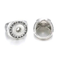 fashion 017 crystal flower diy metal ring fit ginger 12mm snap button rings jewelry charm rings for women teenagers gift