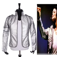rare punk rock motorcycle casual classic mj michael jackson jacket silver leather costume heal the world for fans best gift