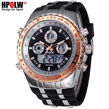 Color 8 HPOLW Брендовые мужские спортивные часы модные Chronos резиновые мужские водонепроницаемые светодиодный цифровые часы мужские военные часы Relogio Masculino - Цвет: Color 8