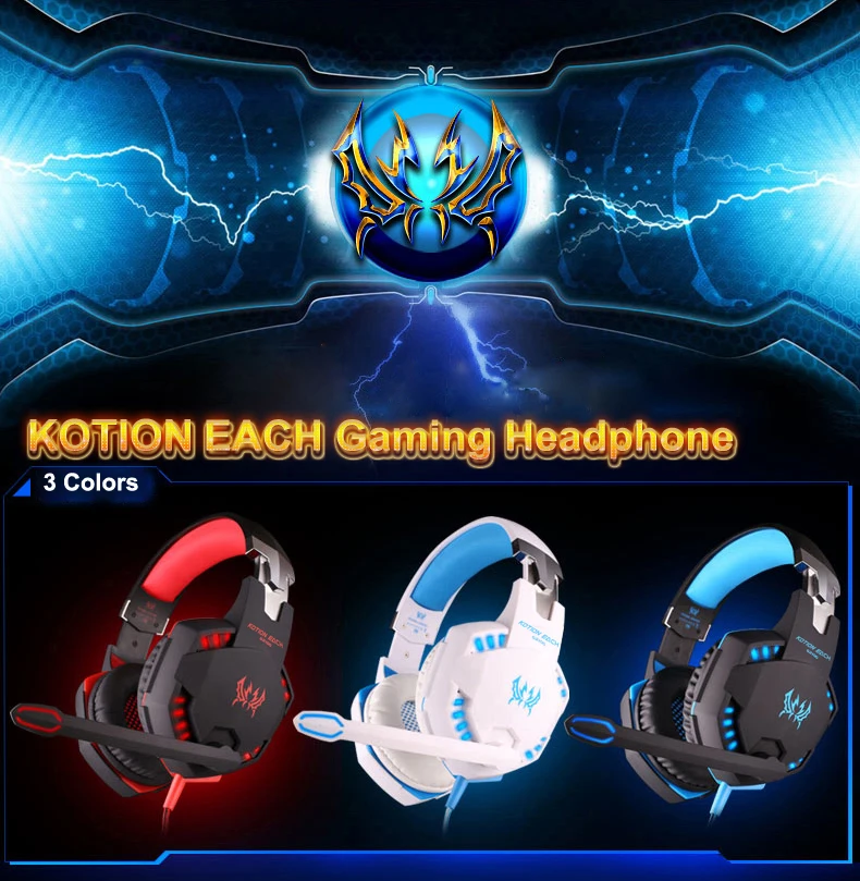 KOTION каждый G2100 Игры наушники вибрации функция профессиональный стерео бас игровая гарнитура с микрофоном светодиодный светильник для PC Gamer