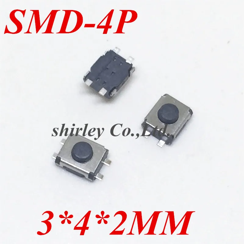 10 шт. SMD 3*4*2 мм Микро Кнопка 3X4X2 такт переключатель 4 pin маленькая черепаха