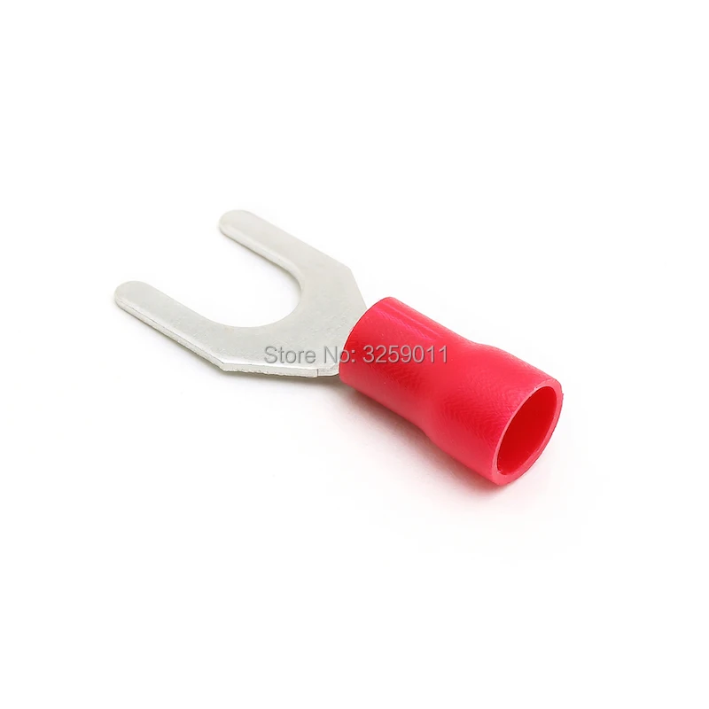 

100PCS SV5.5-4 12-10AWG Spade Pre-Insulating Electrical Crimp Terminal block TYPE TU-JUK U-type Cold-pressed Fork Wire Connector
