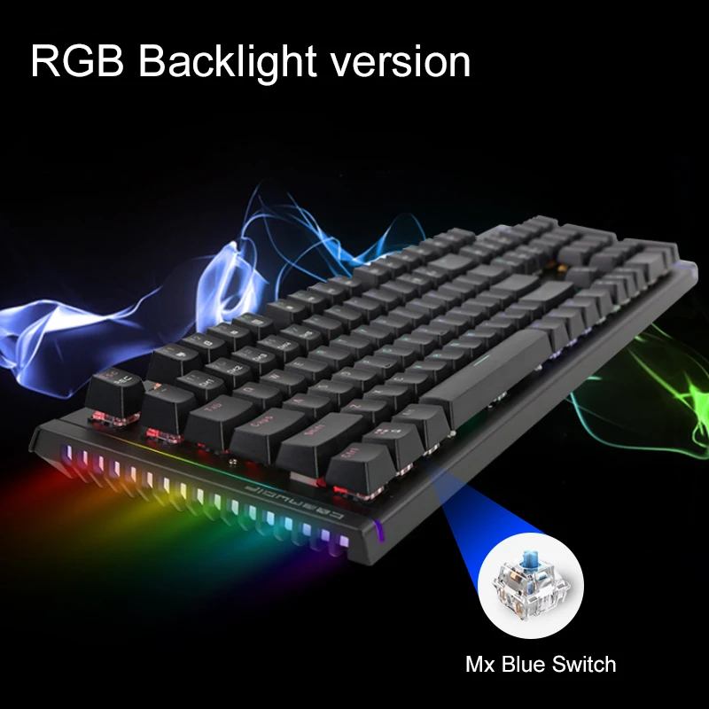 RGB синий переключатель Механическая игровая клавиатура проводной светодиодный