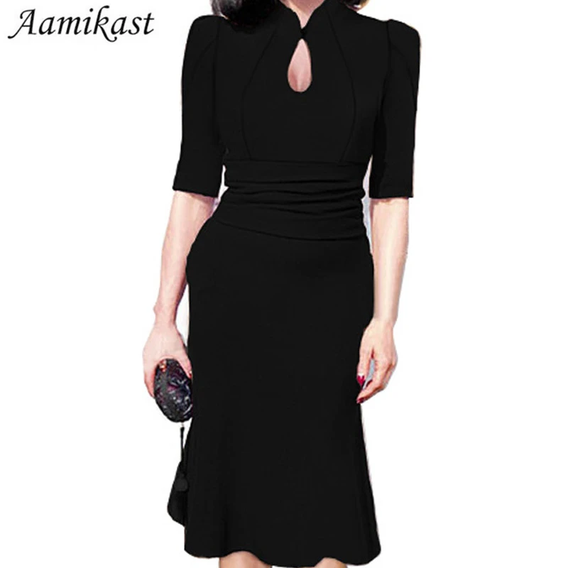 Фиолетовые женские платья средней длины с V-образным вырезом вечерние модные