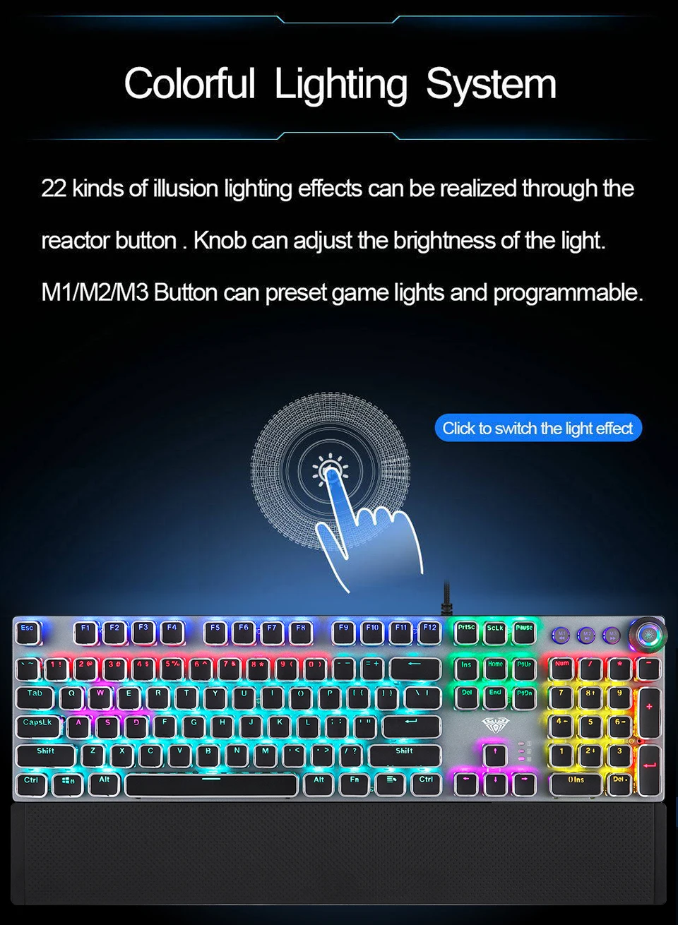 Механическая игровая клавиатура RGB светодиодный подсветкой 104 клавиш с подсветкой teclado анти-ореолы большие клавиши крутой дизайн для PC Gamer