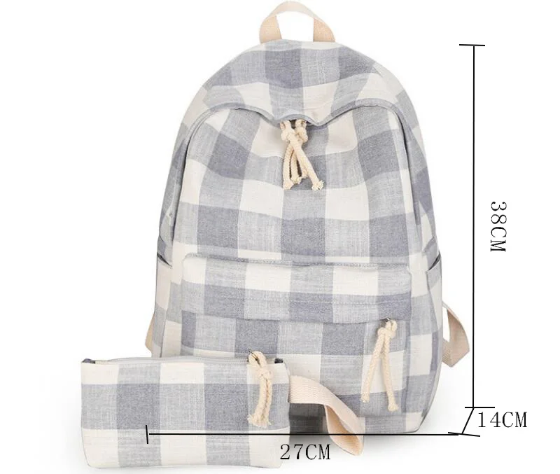 

Brand fashion ladies hand new wild plaid canvas bag student backpack lady computer bag travel backpack youth anti-theft bag CZ31