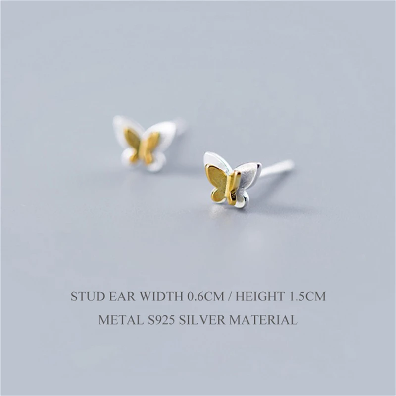 Butterfly Серьги ROXI из чистого 925 пробы серебра для женщин, свадебные ювелирные изделия, модная серьга-гвоздик для пирсинга, маленькие серьги, кольцо для ушей - Окраска металла: Butterfly