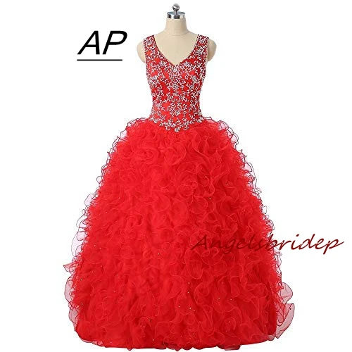 ANGELSBRIDEP Vestido De Debutante Longo Quinceanera сексуальные платья с глубоким v-образным вырезом на