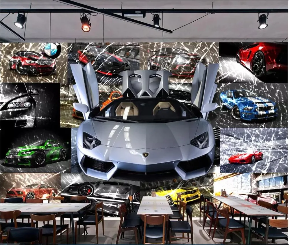Настенные 3d обои на заказ фотообои для спортивного автомобиля с изображением