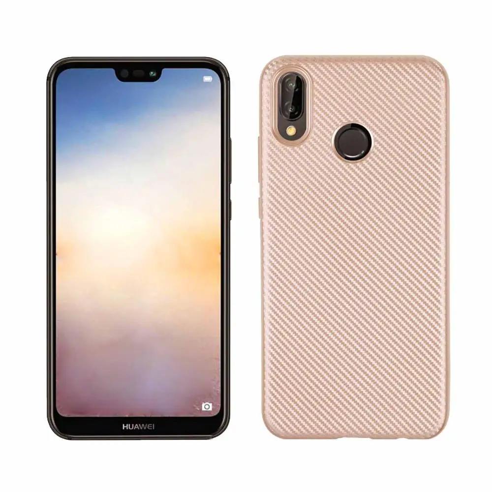 Алмазная сетка углерода силиконовый мягкий чехол для huawei P Smart Honor 7A 7C 8X9 10 P10 P20 lite P30 Pro Y5 Y6 Prime Y7 - Цвет: Gold