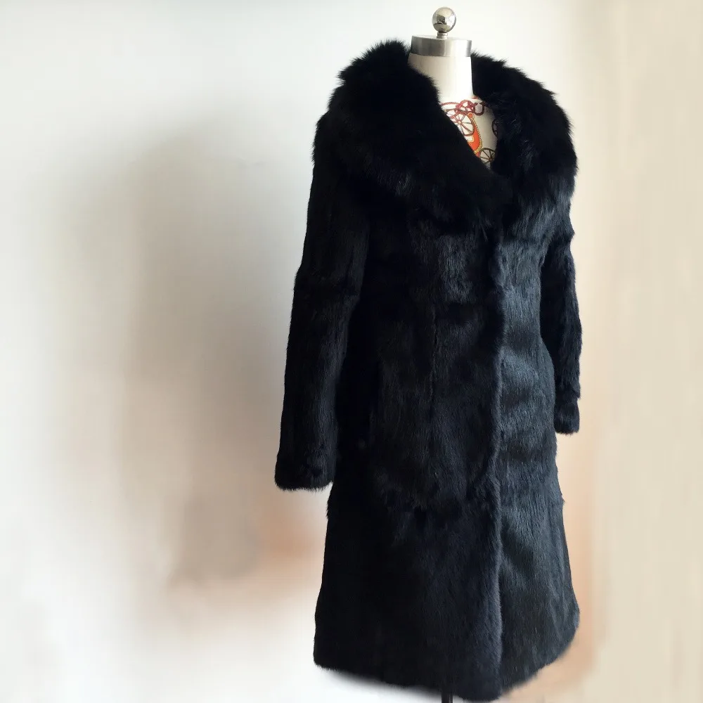 Длинное пальто из натурального кроличьего меха KSR66 2019|real rabbit|real rabbit furreal fur coat long |