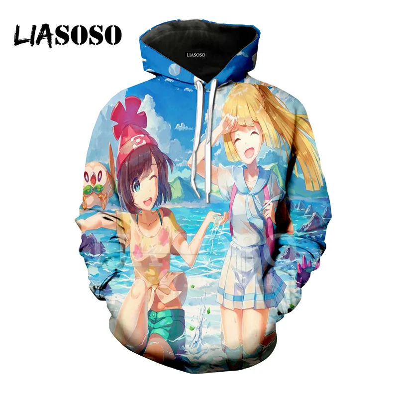 LIASOSO Модные мужские s 3d толстовки с принтом женские повседневные уличные Harajuku