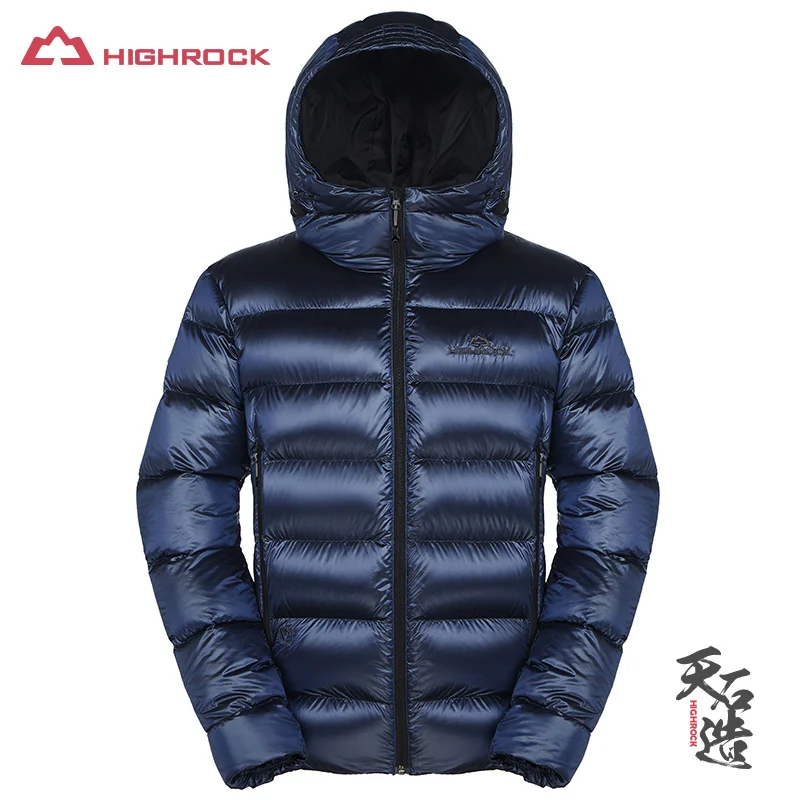 Men-Metallic Blue HIGHROCK для мужчин/женщин открытый ультра-легкий теплый мода 90/10 FP700 куртка на гусином пуху - Цвет: Men-Metallic Blue