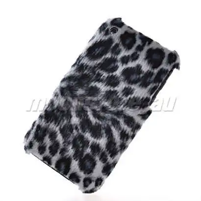 LEOPARD GREY HARD WOOL FEATHER CASE COVER + SCREEN FOR APPLE IPHONE 3G 3GS 263 |