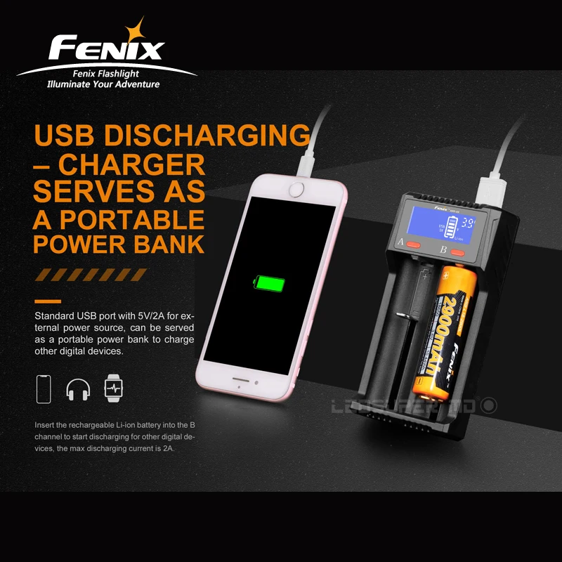 2 в 1 Fenix ARE-D2 USB power Bank и двухканальный аккумулятор смарт-зарядное устройство с ЖК-экраном