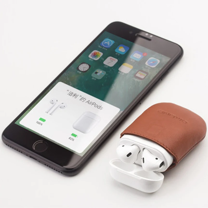 QIALINO кожаный чехол для AirPods Apple из натуральной кожи Мини Карманы магнитное