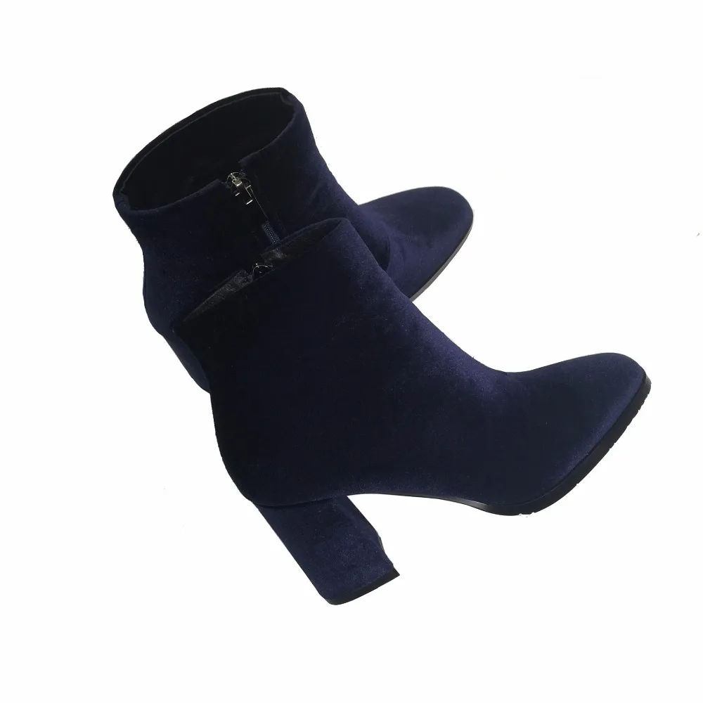 Женские ботильоны на высоком каблуке с квадратным носком|blue velvet boots|boots fashionfashion